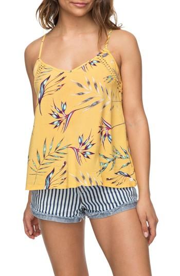 Women's Roxy Black Waves Camisole - Yellow