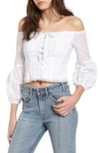 Women's Astr The Label Off The Shoulder Eyelet Top - White