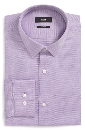 Men's Boss Slim Fit Isko Micro Pattern Dress Shirt .5 - Red