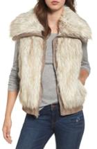 Women's Bb Dakota Collared Faux Fur Vest - White