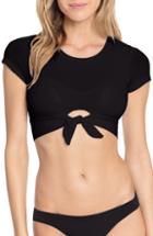 Women's Robin Piccone Ava Knot Front Tee Bikini Top - Black