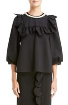 Women's Simone Rocha Embellished Ruffle Bib Blouse - Black