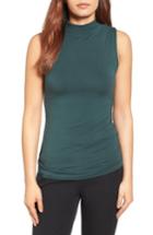 Women's Halogen Jersey Funnel Neck Top, Size - Green