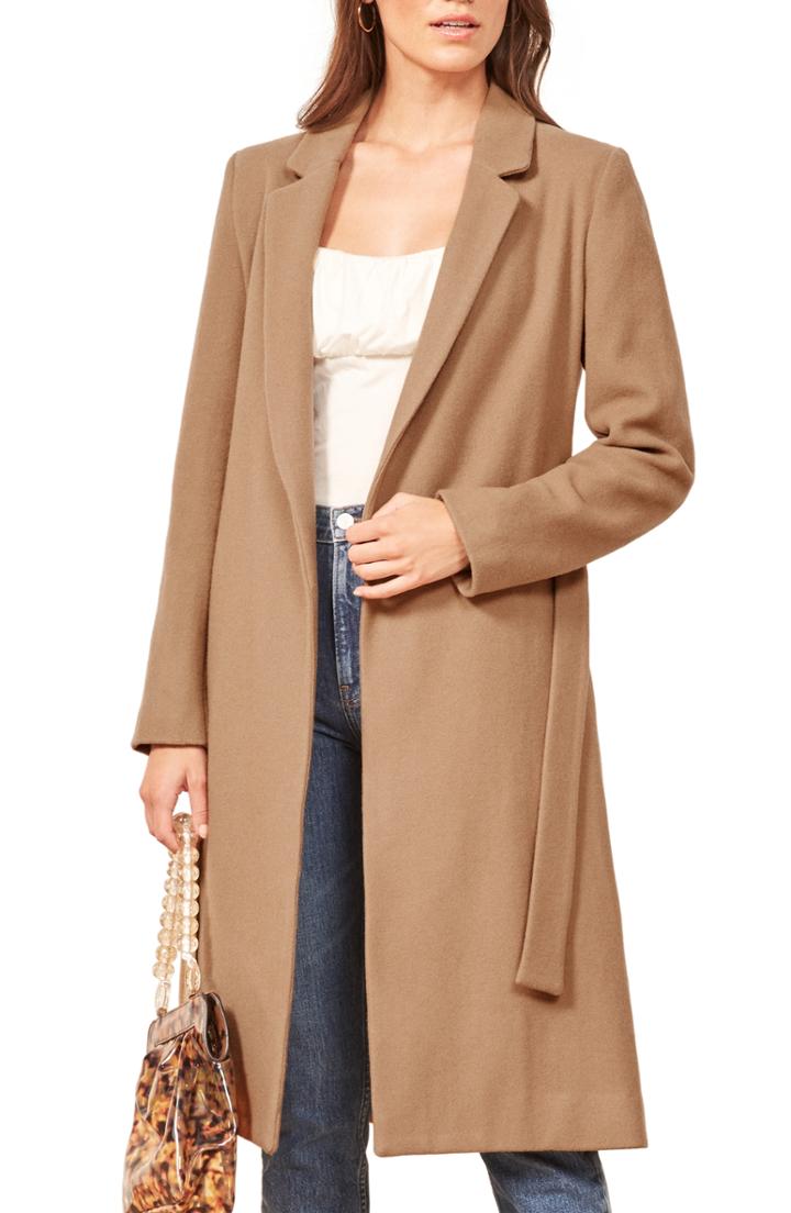 Women's Reformation Barton Wool Blend Coat - Brown