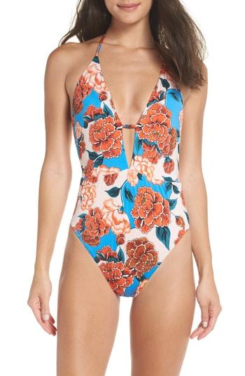 Women's The Bikini Lab Spanish Bloom Plunge One-piece Swimsuit - Blue