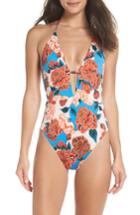 Women's The Bikini Lab Spanish Bloom Plunge One-piece Swimsuit - Blue