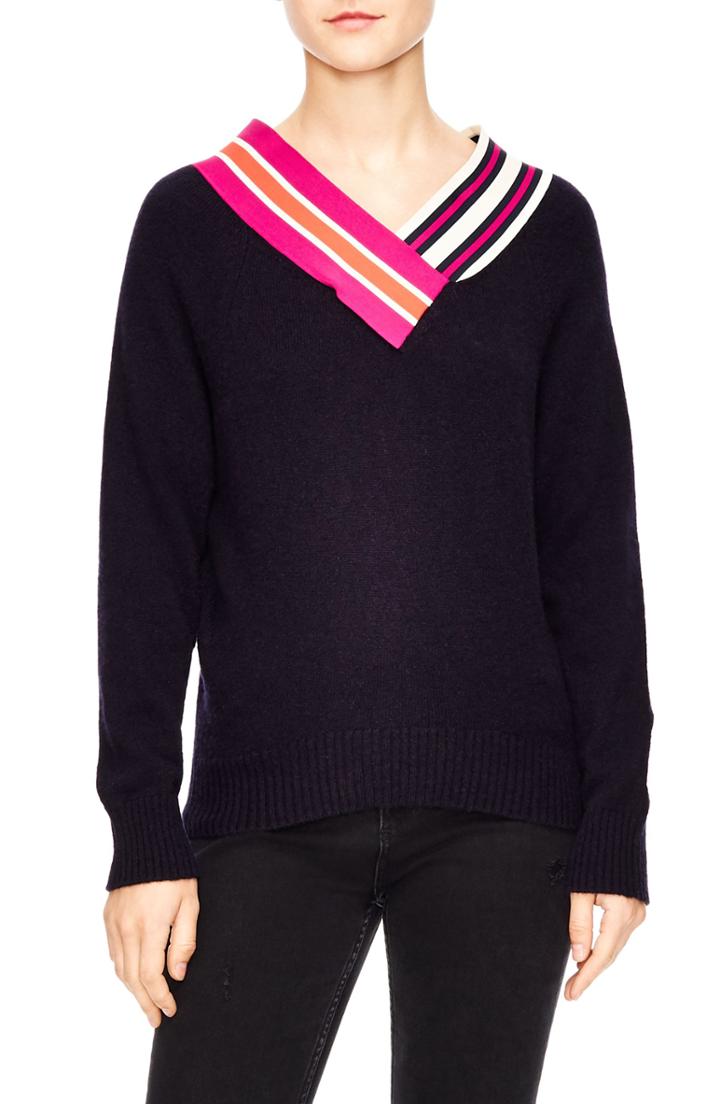 Women's Sandro Stripe Neck Sweater