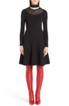 Women's Fendi Macrame Inset Knit Dress Us / 46 It - Black