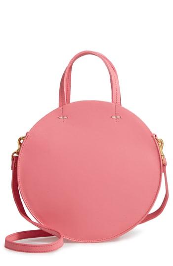 Clare V. Petit Alistair Leather Circular Crossbody Bag - Pink