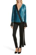 Women's Diane Von Furstenberg Velvet Stripe Blouse, Size - Blue