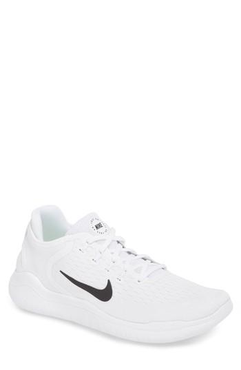 Men's Nike Free Rn Flyknit 2018 Running Shoe .5 M - White