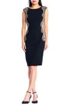 Women's Adrianna Papell Beaded Crepe Sheath Dress - Black
