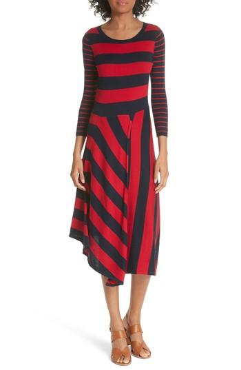 Women's Joie Ecedra Asymmetrical Stripe Faux Wrap Dress - Red