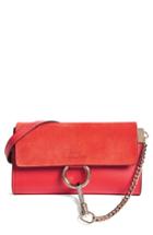 Women's Chloe Mini Faye Suede & Leather Wallet On A Chain - Red