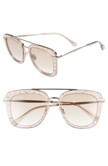 Women's Jimmy Choo Glossy 53mm Square Sunglasses - Nude