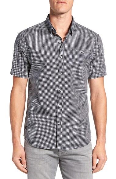 Men's 7 Diamonds 'traveller' Trim Fit Short Sleeve Print Woven Shirt