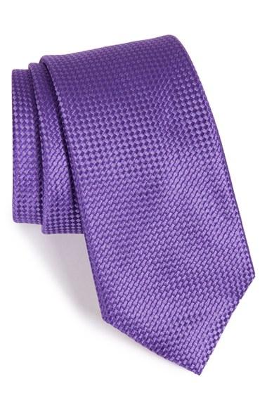 Men's Nordstrom Men's Shop 'nate' Solid Silk Tie, Size - Purple