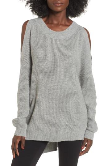 Women's Bp. Cold Shoulder Tunic Sweater, Size - Grey