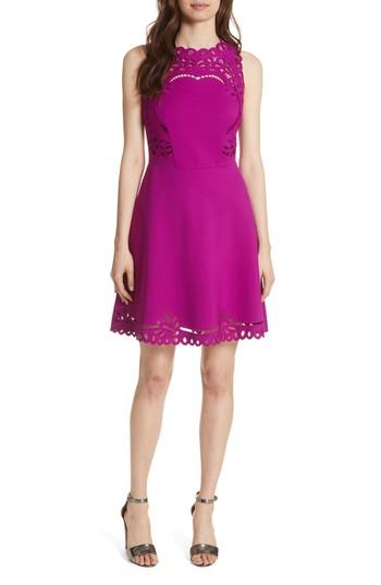Women's Ted Baker London Embroidered Skater Dress - Purple