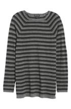 Women's Eileen Fisher Stripe Tencel Blend Sweater, Size - Grey