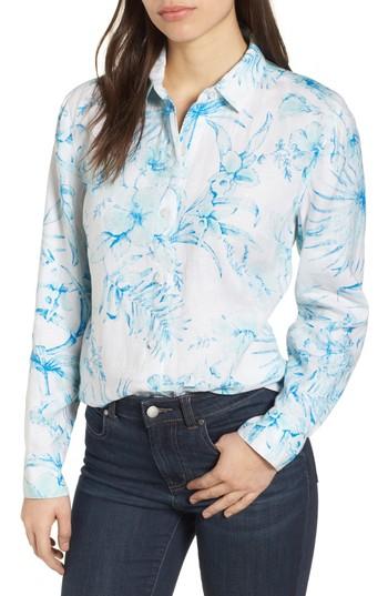 Women's Tommy Bahama Tulum Tropical Linen Shirt - Blue