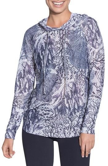 Women's Maaji Waves Print Mesh Hoodie - White