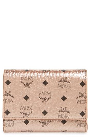 Women's Mcm Original Small Visetos Trifold Wallet - Metallic