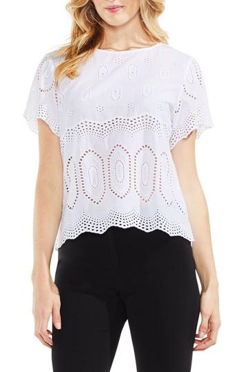 Women's Vince Camuto Scallop Eyelet Blouse, Size - White