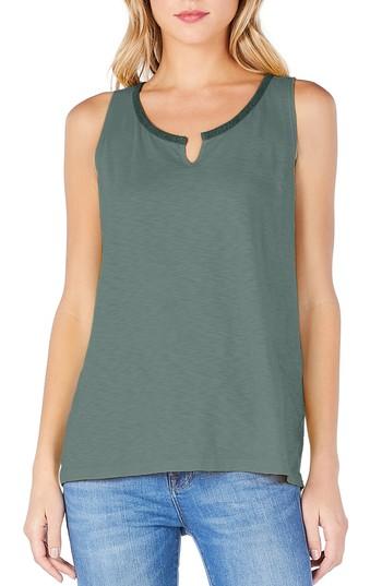 Women's Michael Stars Notch Neck Tank, Size - Green