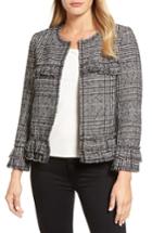 Women's Pleione Ruffle Plaid Jacket, Size - Black
