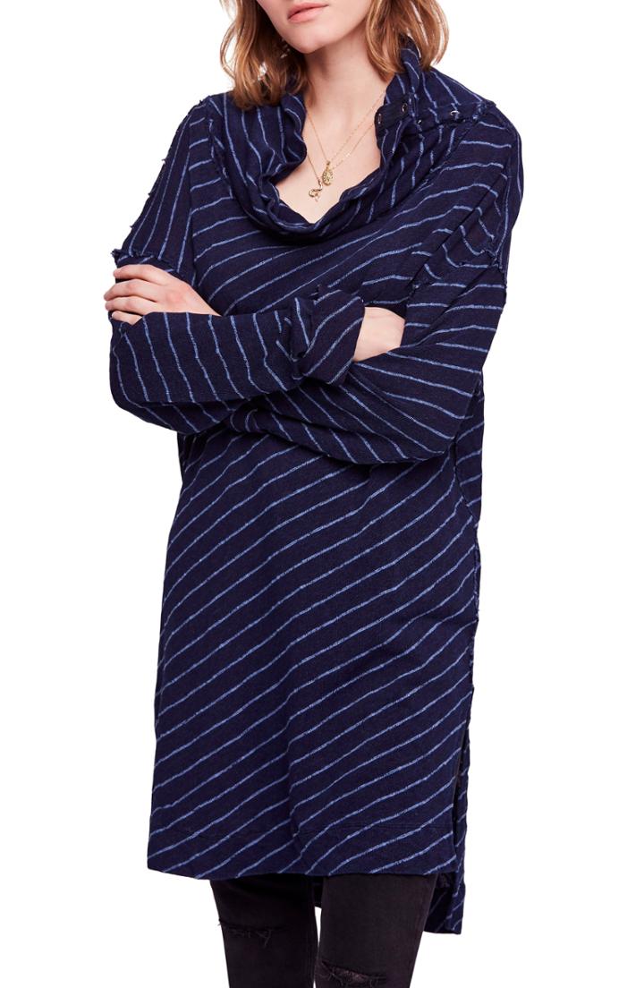 Women's Free People Gotta Have It Stripe Cotton Blend Tunic - Blue