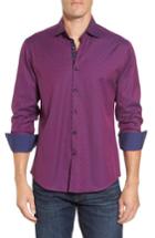 Men's Stone Rose Slim Fit Flower Print Sport Shirt (l) - Purple