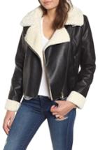 Women's Blanknyc Moto Jacket With Faux Shearling Lining - Black