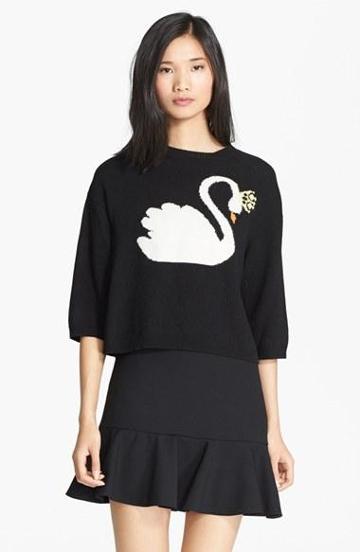 Red Valentino Swan Intarsia Knit Sweater