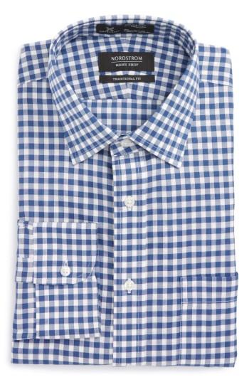 Men's Nordstrom Men's Shop Smartcare(tm) Traditional Fit Check Dress Shirt 32/33 - Blue
