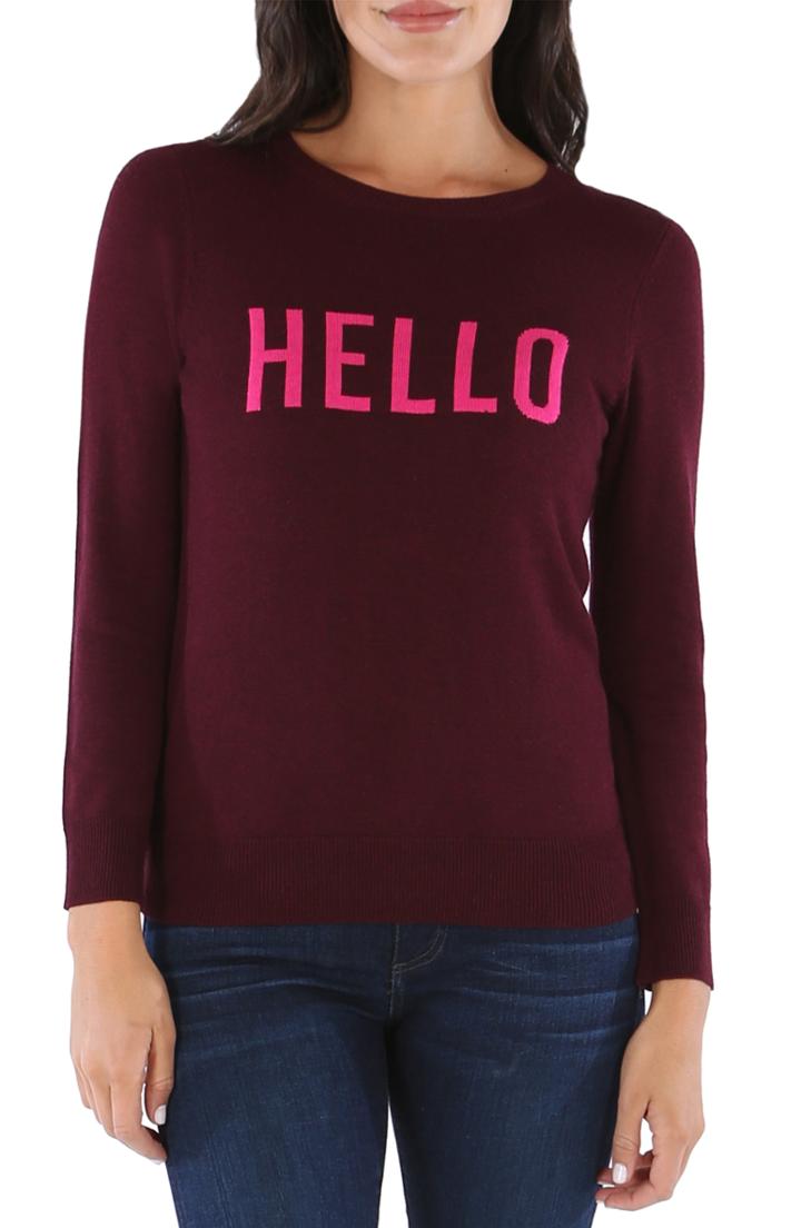 Women's Kut From The Kloth Hello Crewneck Sweater - Burgundy