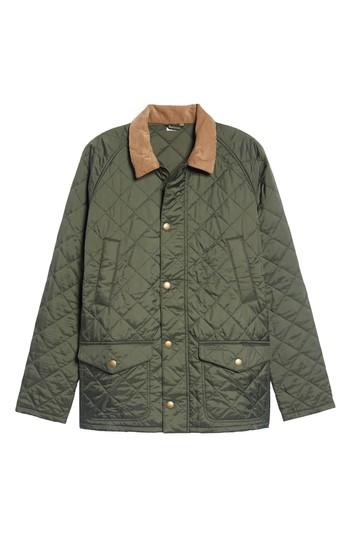Men's Barbour 'canterdale' Slim Fit Water-resistant Diamond Quilted Jacket, Size - Green