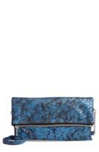 Sole Society Snake Embossed Faux Leather Clutch - Blue