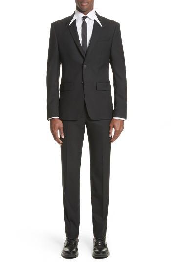 Men's Givenchy White Inset Madonna Collar Wool Suit