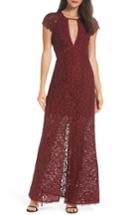 Women's Harlyn Cap Sleeve Lace Gown - Red
