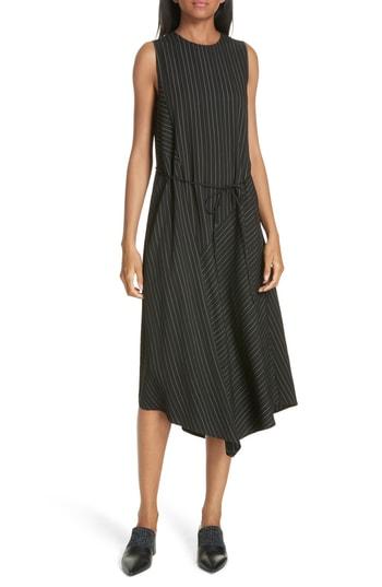 Women's Vince Bar Stripe Paneled Dress - Black