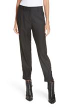 Women's Nili Lotan Bertina Pleated Wool Crop Pants - Black