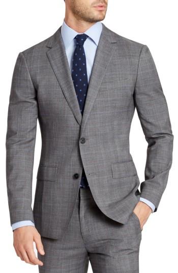 Men's Bonobos Jetsetter Slim Fit Plaid Stretch Wool Sport Coat S - Grey