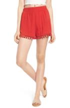 Women's Moon River Pompom Trim Shorts - Red