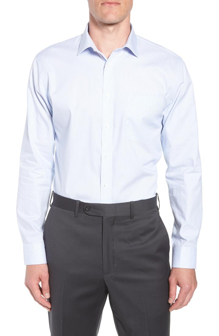 Men's Nordstrom Men's Shop Trim Fit Non-iron Stripe Dress Shirt