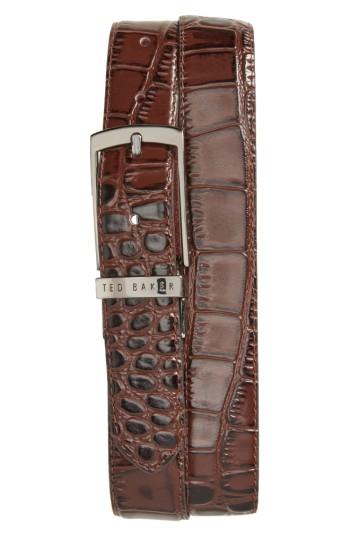 Men's Ted Baker London Sunflow Reversible Leather Belt - Chocolate/burgundy