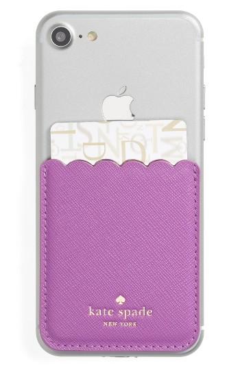 Kate Spade New York Scallop Leather Stick-on Smartphone Case Pocket - Purple
