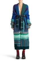 Women's Burberry Cashmere & Wool Blend Patchwork Cardigan - Blue