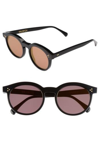 Women's Wildfox Harper Zero 53mm Round Keyhole Sunglasses - Black/ Gold