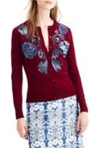 Women's J.crew Sequin Floral Embroidered Jackie Cardigan, Size - Blue